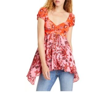 Free People La Bamba Babydoll Top In Red